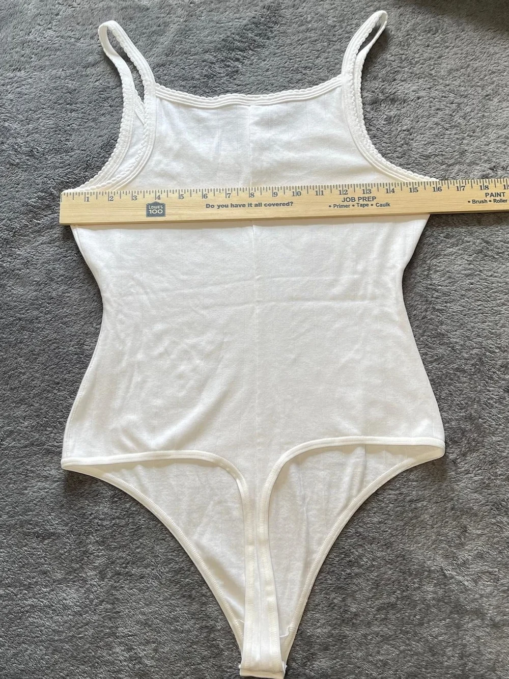 SKIMS Drop Needle Bodysuit L Snow White Ribbed Knit Lace Bodysuit NWT